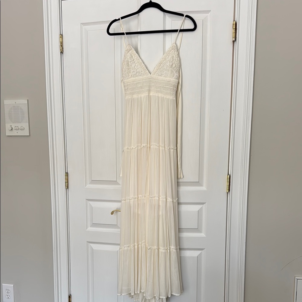 Elegant Cream Lace Maxi Dress